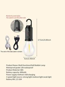 Lampu LED Filamen Tungsten, Lampu Kemah Retro, Lampu Suasana Kemah Isi Ulang USB, Lampu Tenda, Lampu Darurat Luar Ruangan - Satu ukuran - View 9