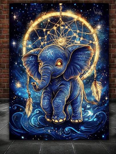 Fantasy Elephant Cubs Diamond Painting Kits For Adults-5D Animal Diamond Art For Beginners, DIY Diamond Painting Art Crafts, For Decorating Home Walls And Gifts