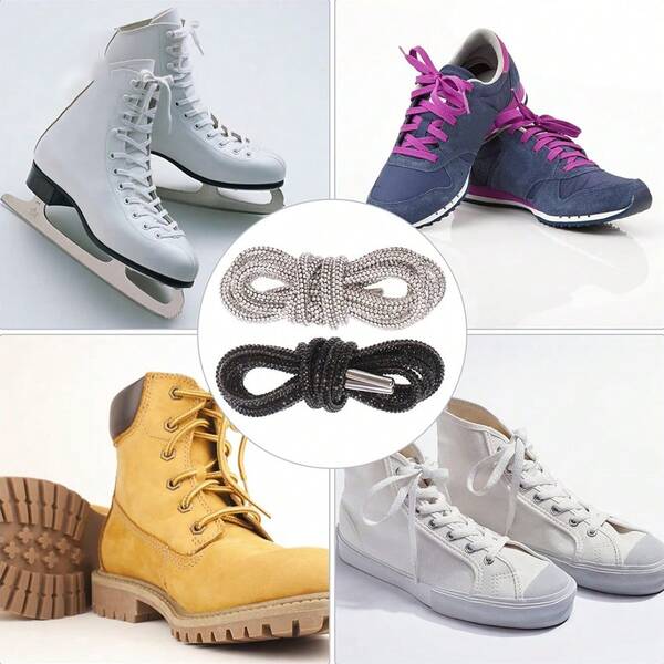 2根100厘米水晶水钻鞋带，时尚DIY闪亮鞋带，水晶抽绳，鞋子装饰配件