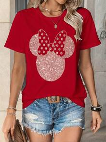 Disney Women T-Shirts - 紅色 - 查看 2