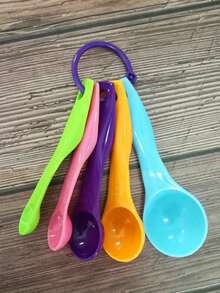 5pcs Colorful Plastic Measuring Cup And Spoon Set - Includes Measuring Cups With Spouts And Handles, Stackable Measuring Cups And Spoons, Durable Kitchen Tools For Precise Cooking And Baking, Essential For Recipes And Baking Basics - Multicolor - View 9
