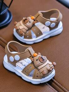 2026春夏新款儿童凉鞋，幼儿男童0-4岁卡通可爱时尚软底防撞包头凉鞋 - 卡其色 - 查看 5
