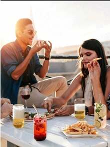 1个梅森罐（无盖），带吸管，宽口可重复使用，可作饮水杯、冰咖啡杯等，适合学校用品、厨房用品、新年、情人节、母亲节、父亲节、夏季、毕业季、返校季等场合的礼物。 - 彩色 - 查看 7