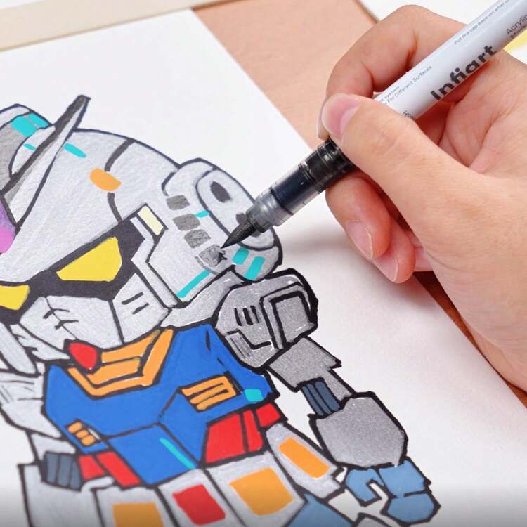 GRASP New Export Brand Infiart, 48/72/120/168/240/288 Colors Acrylic Marker Pens In Cloth Bag, Made With Rich Pigment Ink, Scratch-Resistant And Waterproof, Suitable For Beginners/Adults, Large Packaging With Storage Box - Ideal Choice For Home/School/Studio: Focused On Professional Quality - Marker Set - View 6