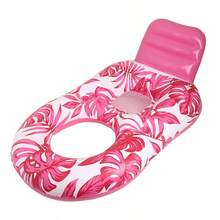 充气式漂浮泳池躺椅，超大日光浴躺椅，带靠背、脚踏和杯架，适用于泳池、湖泊、河流、沙滩、海洋和派对。 - 彩色 - 查看 12