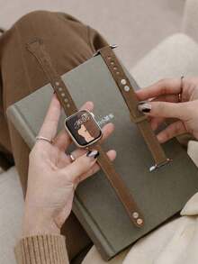 1条女士时尚真皮表带,兼容 38mm 40mm 41mm 42mm 44mm 45mm 46mm 49mm,星光色、黑色、白色、黑棕色、深棕色、浅棕色可选,兼容 Series Ultra 3/2/1 11 10 9 8 7 SE3 6 5 4 3 2 1,时尚智能表带,兼容表带 - 44/45/46/49/S3-42mm - 查看 18