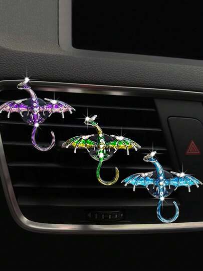 1pc Colorful Zinc Alloy Mini Dragon Car Air Vent Fragrance Clip, Unique Car Decor Aromatherapy Clip