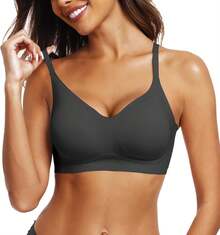 OEAK Womens Wireless Bras Comfortable Push Up Bra No Underwire Bra Full Support Lift Bralette Everyday Seamless Tshirt Bras - màu đen - Xem 11