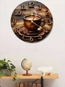 1 buah Jam Dinding Datar 10"/12" Tanpa Fungsi - Dekorasi Dinding Cangkir Kopi Vintage, Jam 2D Tanpa Fungsi | Desain Kopi Klasik | Angka Hitam yang Mudah Dibaca - 1PC - View 4