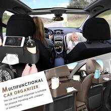 Premium Multifunctional Car Back Seat Storage Rack, Convenient Car Organizer With Tissue Box, Cup Holder For Water, Milk Tea, Drinks, Phone & Essentials, Advanced Car Storage Solution - màu đen - Xem 8
