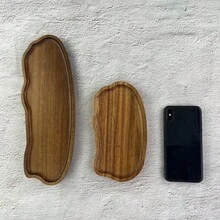 时尚风格装饰木托盘，多功能装饰木托盘，化妆品口红香水收纳托盘，创意木托盘，储物木托盘，储物托盘，浴室配件，适用于客厅、家庭、餐桌、酒店装饰木托盘，天然木托盘，礼品木托盘。 - 棕色 - 查看 3