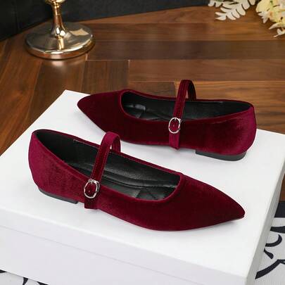 2026 Pointed Toe Mary Jane Shoes, Strap Buckle Closure, Low Vamp Commuter Shoes For Women, All Season