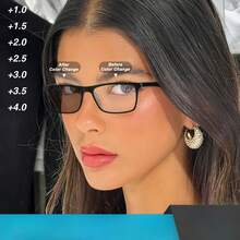 3-Pack Photochromic Reading Glasses High-End Spring Hinges Lightweight For Office And Travel Unisex Quality Eyewear Ideal For Halloween And Christmas Gifts - Black Gray + Black Blue + Black and White - 查看 2