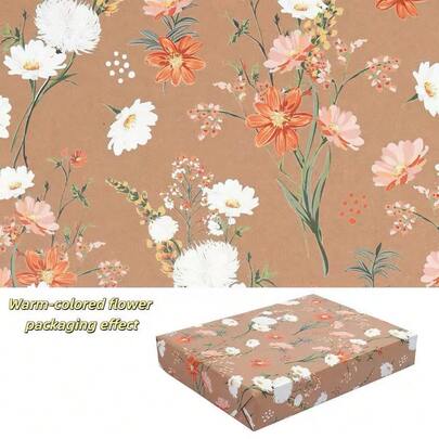 1 Roll Floral Gift Wrapping Paper Roll - Lavender + Daisy Combination, Warm Floral Combination - Suitable For Various Occasions - Birthday, Party, Anniversary, Gifts For Family And Friends (196.85 Inches X 16.93 Inches)