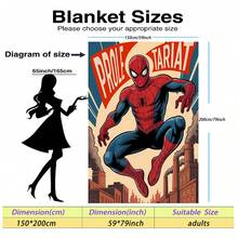 This Is A Marvel Spider-Man Themed Flannel Blanket, With Multiple Spider-Man Images And Web Elements Densely Arranged, Creating A Strong Visual Impact. The Main Color Scheme Is Red, Blue, And White, And It Has The Features Of Warmth And Softness, Suitable For Use As A Sofa Throw, Nap Blanket, Or Bedding Decoration. - Mustard Yellow - View 15