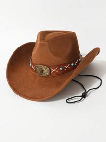 Suede Cowboy Hat With Bull Head Decoration Western Style Unisex For Parties Outdoor Riding And Western Theme Events - Xx Bull Head Sapphire Top Hat - View 6