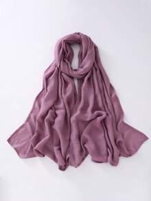 1pc Cotton Solid Color Scarf Shawl, Versatile Women's Beach Cover-Up, Lightweight & Soft, Classic Scarf/Shawl/Blanket, Large Size Suitable For Evening Dress Party, Travel, Office, Wedding - Multicolor - View 27