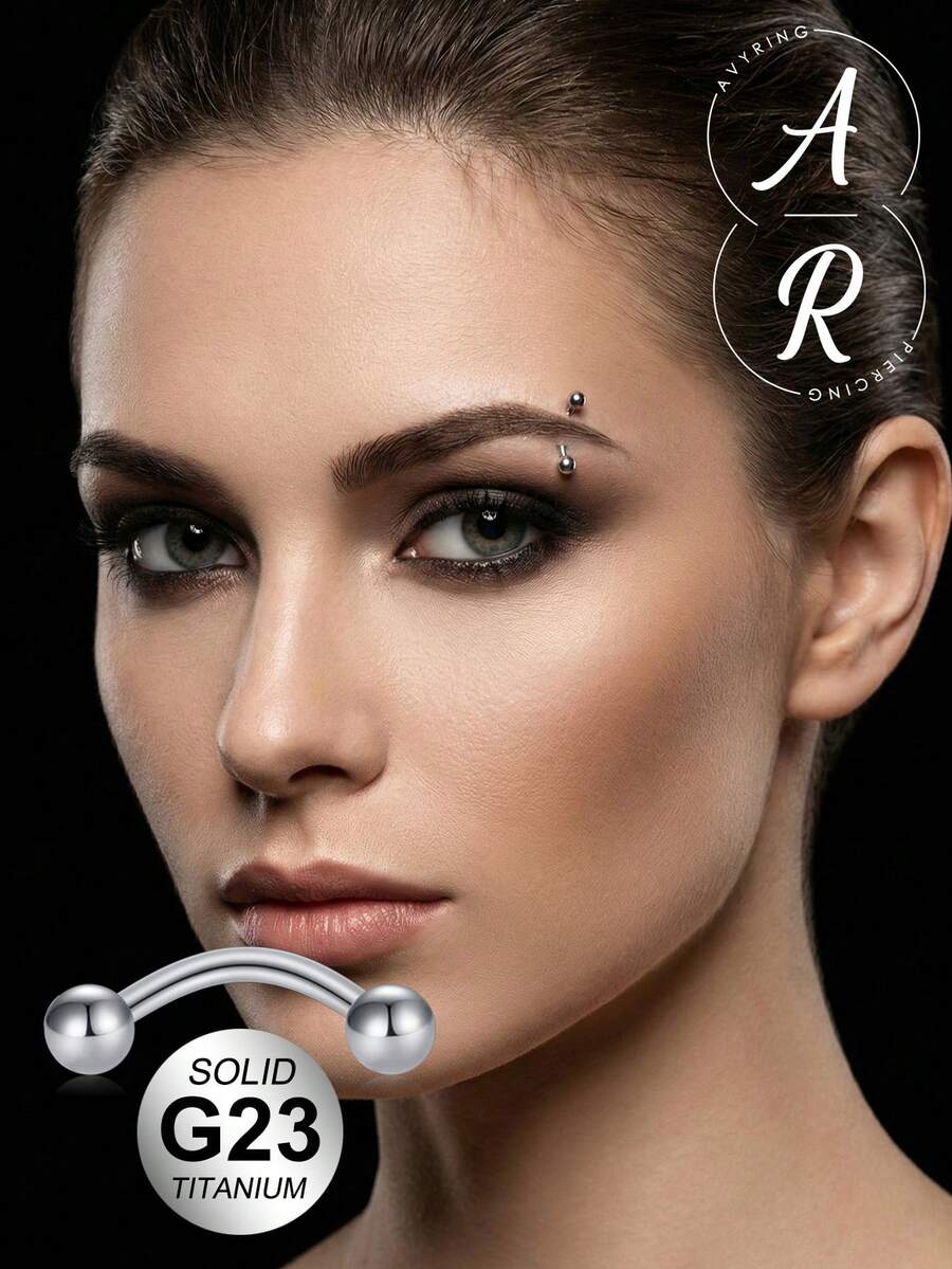 AVYRING Khuyên xỏ lông mày G23 bằng titan, dạng thanh cong, khuyên nhỏ xỏ môi, khuyên tai, khuyên rốn, khuyên bụng nhỏ cho nam và nữ, cỡ 16G, đường kính 6mm/8mm/10mm. - quả cầu ánh sáng - Xem 1