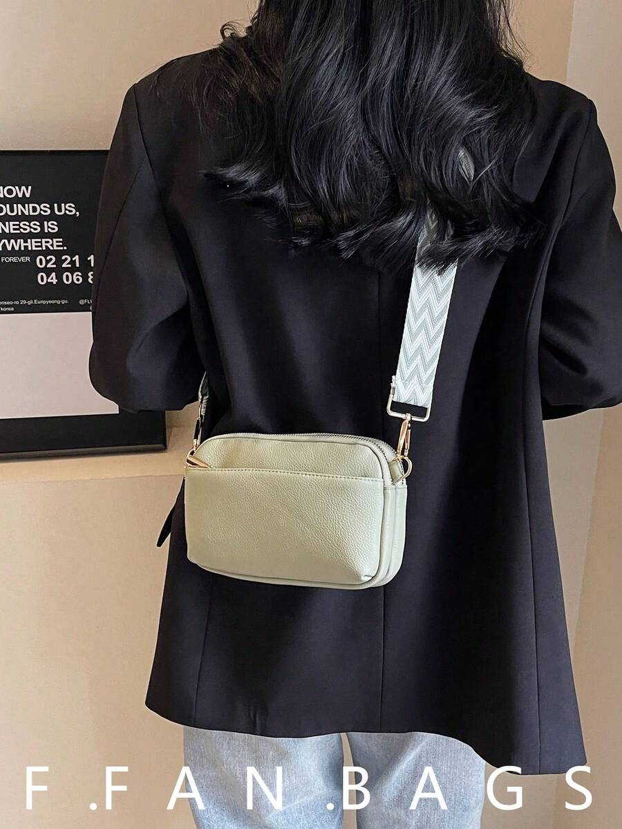 Túi đeo chéo Mini Minimalist Vegan, Túi đeo vai thời trang bằng da PU, Túi xách và ví nữ thường ngày, Ví nữ quai rộng - màu xanh lá - Xem 1