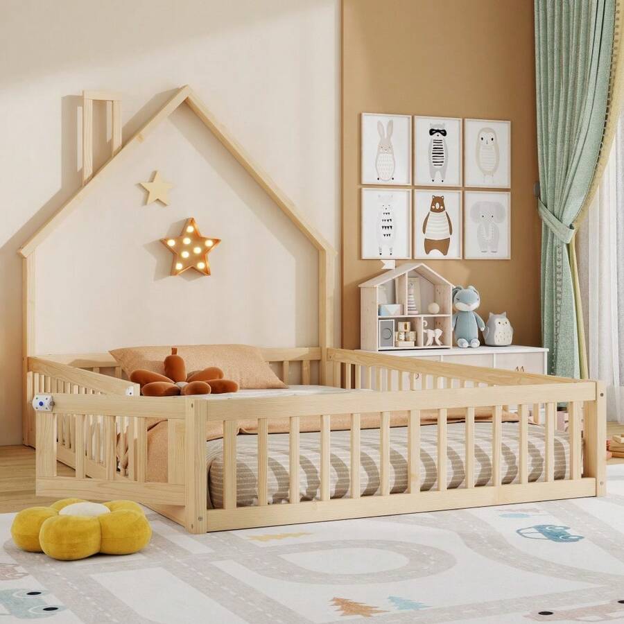 Kids Bed Frames, Headboards & Footboards - Natural + Pine + 140cm*200cm - View 1