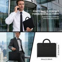 Piorlado Business Padfolio Folder With Handle And Zipper,Document Organizer With Pockets Letter Size A4 Writing Pad Notepad Padfolio - A - View 2