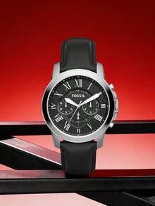 Fossil Men's Quartz Stainless Steel And Leather Watch FS4812 - Black - View 1