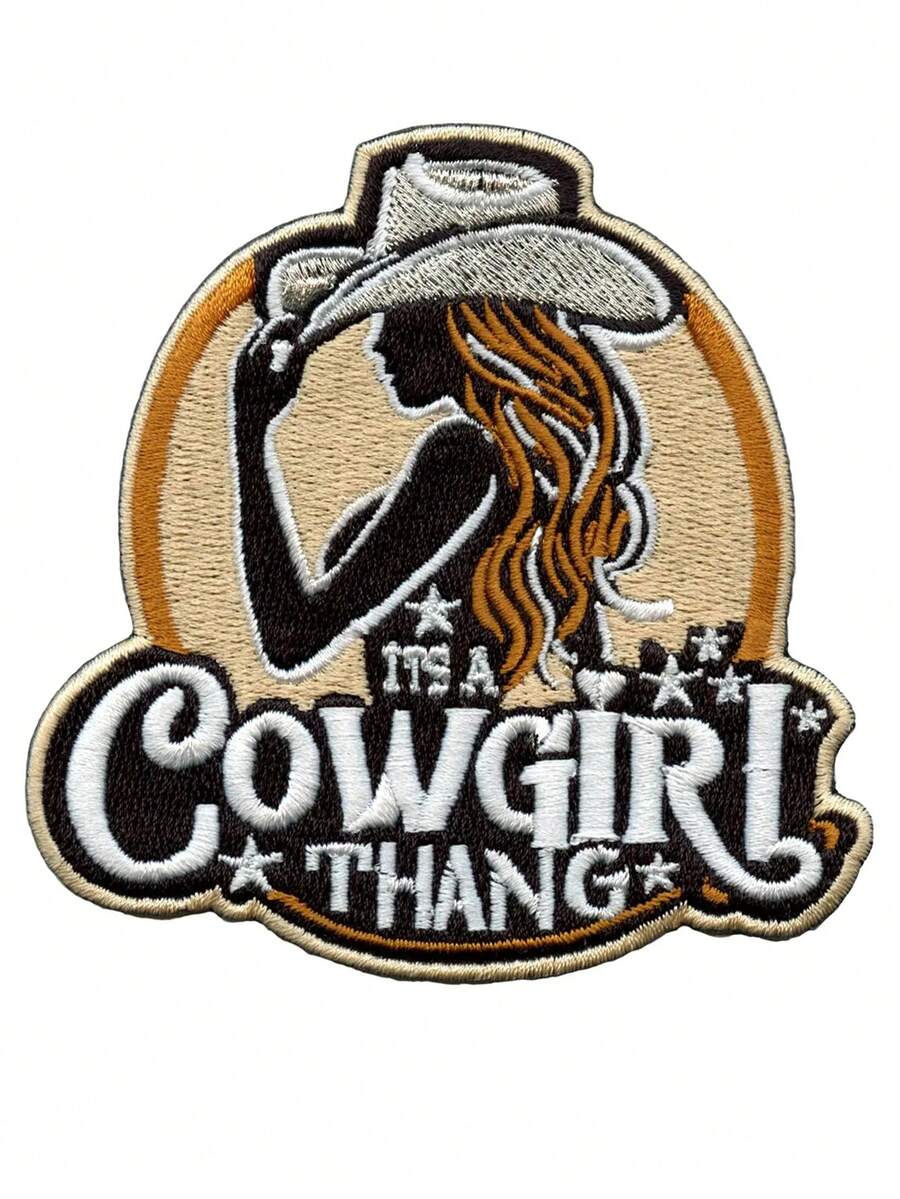 1PC Its A Cowgirl Thang Patch Western Country Aesthetic Embroidered Iron On - Multicolor - View 1