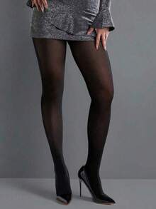 1双半透明黑色连裤袜 - 女士性感薄纱连裤袜 - 黑色 - 查看 9