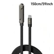 合金金属支架 240W USB-C 转 USB-C 数据线，USB-C Type-C 数据线，240W 可折叠支架编织数据线 | Type-C 转 Type-C，支持 USB PD 快充模式，240W 输出功率，最大 240W 可折叠手机支架数据线 | 双 Type-C 超快充弯头，编织线，适用于多种手机，USB 数据传输礼品礼品 - 黑色 - 查看 3