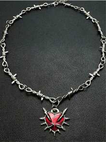 1件复古荆棘颈链，荆棘锁骨项链，时尚腰链，朋克街头嘻哈男士项链，情人节礼物，适合派对和日常佩戴 - 彩色 - 查看 7