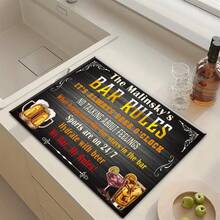 1件复古咖啡印花图案橡胶晾干垫，耐用硅胶餐垫，适用于咖啡馆、餐厅餐具、厨房地毯、宠物垫 - 彩色 - 查看 6