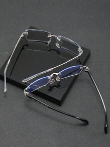 2副男士奢华时尚金属透明眼镜，适合日常佩戴、时尚穿搭、休闲聚会、商务场合。 - 無色 - 查看 3