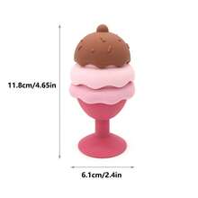 1个冰淇淋造型硅胶婴儿洗澡玩具，带吸盘，可堆叠，硅胶儿童益智过家家浴室玩具，沙滩玩具，感恩节、万圣节、圣诞节礼物 - 彩色 - 查看 3