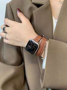 1PC Women Fashion Leather Watch Strap Compatible With IWatch 38mm 40mm 41mm 42mm 44mm 45mm 46mm 49mm, Stylish Black, Brown Leather Watch Band Compatible With Apple Watch Series Ultra 3/2/1 11 10 9 8 7 SE3 6 5 4 3 2 1, Fashion Smart Watchband Compatible With Apple Watch Bands, Bracelet Watch Strap Accessories - 38/40/41/42mm (S10/11) - View 8