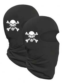 1pc/2pcs Unisex Skull Print Versatile Balaclava Headwear, Breathable Elastic Suitable For Daily Commute, Cycling, Fishing, Hiking - Multicolor - View 5