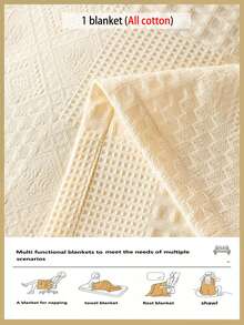 1 chiếc chăn gạc dệt kiểu waffle mềm mại và thoải mái mới - 100% cotton nguyên chất, thân thiện với da, màu trơn, thích hợp cho giường, ghế sofa, gối - Hoàn hảo để thư giãn và ôm ấp. - Khẽ dệt nên những từ ngữ màu mơ trắng tinh khôi. - Xem 10
