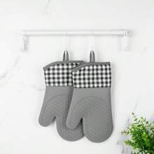 2pcs Silicone Oven Mitts, Heat Resistant Gloves For Oven And Microwave To Prevent Burns - View 6