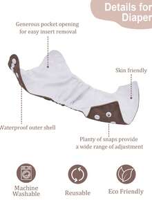 ALVABABY 4/6pcs Reusable & Washable Baby Cloth Diapers, Multiple Colors & Patterns Available, Skin-Friendly, Leak-Proof, Breathable, Suitable For Baby Boys & Girls - Multicolor - View 8