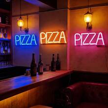 1pc LED Bar PIZZA Neon Sign, Wall Decor For Shop, Battery/USB Powered Romantic Fairy Light, Birthday Gift, Party Decoration For Home, Bedroom, Living Room - PIZZA Neon Sign - View 3