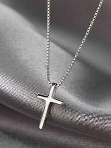 1件优雅十字架吊坠项链，简约独特设计，适合日常及度假佩戴，女士度假约会四季皆宜的精美饰品，生日礼物佳选，小巧精致设计 - 彩色 - 查看 1