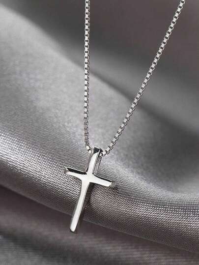 1件优雅十字架吊坠项链，简约独特设计，适合日常及度假佩戴，女士度假约会四季皆宜的精美饰品，生日礼物佳选，小巧精致设计