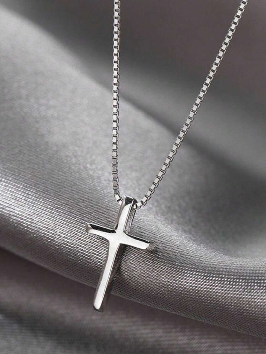 1件优雅十字架吊坠项链，简约独特设计，适合日常及度假佩戴，女士度假约会四季皆宜的精美饰品，生日礼物佳选，小巧精致设计 - 彩色 - 查看 1