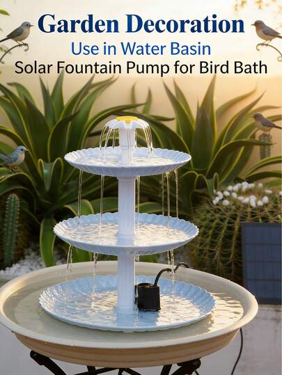 3.5瓦太阳能鸟浴喷泉套装，升级版DIY太阳能喷泉，可拆卸，适用于鸟浴盆、水池、花园、露台、泳池、户外等场所。