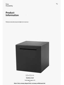 Unbreakable Stainless Steel Adult Piggy Bank, Must Break To Open, Sturdy Metal Coin Bank For Cash Savings (Black) - Black - View 6