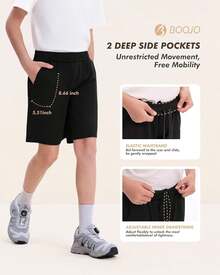 3 Pack Athletic Basketball Boys Shorts - Teen Black Soccer Running Baseball Quick Dry Shorts With Pockets For Youth - C-黑色/深灰色/淺灰色 - 查看 4
