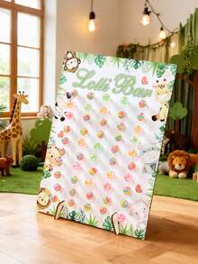 一套木制棒棒糖展示架，50孔棒棒糖架，丛林动物造型糖果架，适用于婚礼、男孩生日派对甜点桌装饰、婴儿派对用品、新娘送礼会木制棒棒糖展示架、周年纪念桌面糖果架、野性派对纸杯蛋糕架蛋糕装饰、婚礼装饰、生日派对用品、婚礼配件、生日蛋糕架、生日礼物 - 叢林動物 - 查看 6