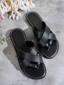 Dép xỏ ngón thời trang nữ, dép lê thoải mái thường ngày, thích hợp cho ở nhà, ngoài trời, kỳ nghỉ, bãi biển. - màu đen - Xem 4