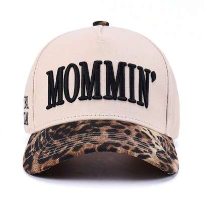 Women's Embroidered "Mom" Trucker Hat, Adjustable Canvas Vintage Baseball Cap, Casual Daily Wear