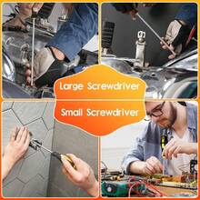 加长型螺丝刀套装，包含一字螺丝刀、磁性螺丝刀和扁头螺丝刀，方便家庭维修和玩具组装。 - 螺絲起子 - 查看 9