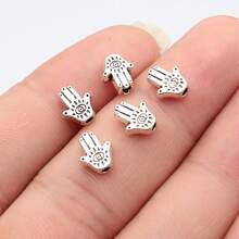 40 Chiếc Bàn Tay Hamsa Hình Hạt Nhỏ Có Lỗ DIY Làm Đồ Trang Sức - Ancient Silver - Xem 7